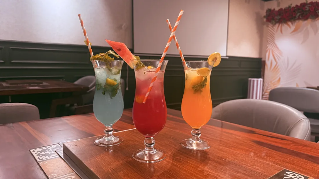 Colourful signature mocktails at Food on Fire, Hanamkonda, Warangal
